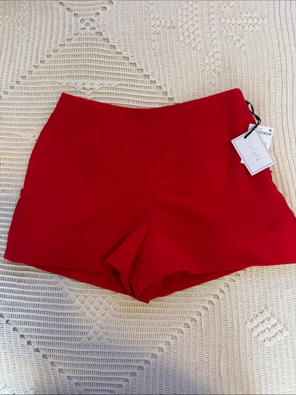 1. State High-Waist Red Tailored Shorts